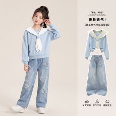 批发<b class='q'>女</b><b class='q'>童</b>早秋装学院风卫衣2026新款女大童初中生时髦洋气炸街套装裤子