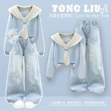 批发<b class='q'>女</b><b class='q'>童</b>早秋装学院风卫衣2026新款女大童初中生时髦洋气炸街套装裤子