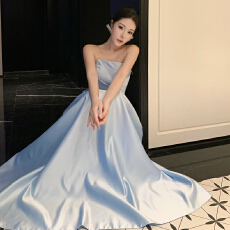 批发抹胸礼<b class='q'>服</b>裙轻奢简约生日宴会毕业成人礼裙新娘订婚领证晨袍<b class='q'>敬酒</b><b class='q'>服</b>