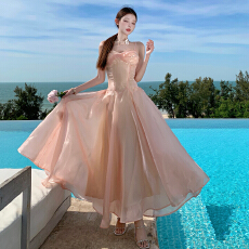 批发2025新款【月光星沙】法式小众粉色吊带<b class='q'>连衣裙</b>大摆轻奢高级感裙子