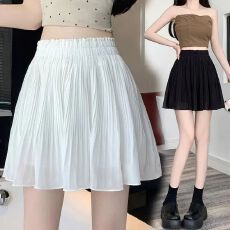 批发松紧腰<b class='q'>雪纺</b>百褶短裙女防走光夏季宽松显瘦减龄百搭休闲<b class='q'>半身裙</b>