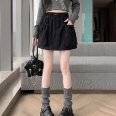 批发灯芯绒半身裙女新款秋冬高腰小个子复古条绒a字包臀工装<b class='q'>短裙</b>