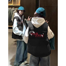 批发可退换（高品质手塞棉加厚）冬季马甲带门禁棉服印花棉衣面包服女