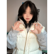 批发可退换（高品质手塞棉加厚）冬季马甲带门禁棉服印花棉衣面包服女