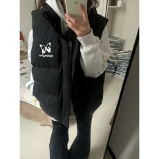 批发可退换（高品质手塞棉加厚）冬季马甲带门禁棉服印花棉衣面包服女