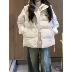 批发可退换（高品质手塞棉加厚）冬季马甲带门禁棉服印花棉衣面包服女