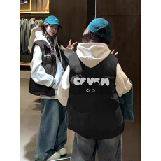 批发可退换（高品质手塞棉加厚）冬季马甲带门禁棉服印花棉衣面包服女