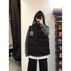 批发可退换（高品质手塞棉加厚）冬季马甲带门禁棉服印花棉衣面包服女