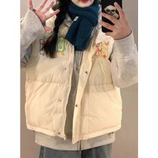 批发可退换（高品质手塞棉加厚）<b class='q'>冬</b>季马甲带门禁棉服印花棉衣面包服女