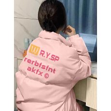 可退换高品质手塞棉不跑棉加厚冬季棉服宽松印花棉衣面包服女