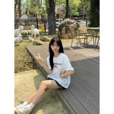 高品质纯棉200克精梳紧密100%棉直播同品前印花宽松短袖t恤女