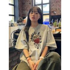 高品质纯棉200克100%棉精梳紧密优质做工前印花短袖t恤女