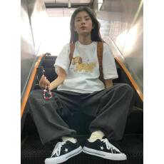 批发高品质纯棉200克精梳紧密100%棉直播同品（前印花）宽松短袖t恤女