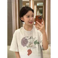 批发高品质纯棉200克100%棉精梳紧密优质做工（前印花）短袖t恤女