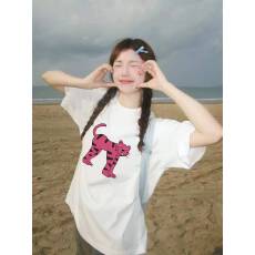 批发高品质纯棉200克100%棉精梳紧密优质做工（前印花）短袖t恤女