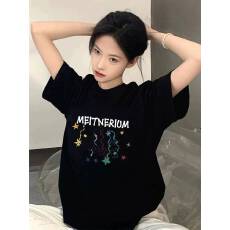 批发高品质纯棉200克精梳紧密100%棉直播同品（前印花）宽松短袖<b class='q'>t</b><b class='q'>恤</b>女