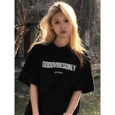 批发高品质纯棉200克精梳紧密100%棉直播同品（前印花）宽松短袖<b class='q'>t</b><b class='q'>恤</b>女