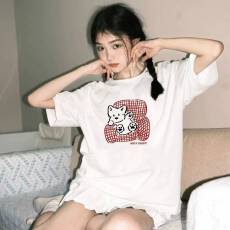 批发高品质纯棉200克100%棉精梳紧密优质做工（前印花）短袖<b class='q'>t</b><b class='q'>恤</b>女