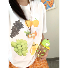 高品质纯棉200克精梳紧密100%棉直播同品前印花宽松短袖t恤女