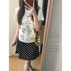 批发高品质纯棉220克40支食毛+手感有弹力印花<b class='q'>修身</b>收腰短袖t恤女