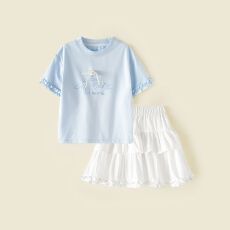 批发女童夏季套裙女宝宝韩版钉珠蝴蝶结短袖<b class='q'>t</b><b class='q'>恤</b>两件套
