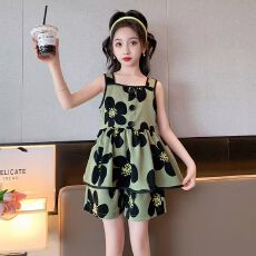 批发女童碎花套装夏季洋气小女孩<b class='q'>韩版</b>吊带上衣短裤儿童时髦炸街两件套
