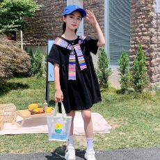 批发纯棉女童连衣裙新款洋气<b class='q'>夏</b>装中大童韩版小女孩T恤裙儿童<b class='q'>夏</b>季裙子