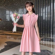 批发<b class='q'>夏</b>季女童连衣裙洋气新款中大童公主裙小女孩童装儿童无袖背心裙子