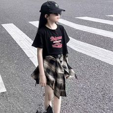 批发<b class='q'>女</b><b class='q'>童</b>炸街夏装2025儿童韩系<b class='q'>裙</b>子套装女大童酷飒风短袖高级感两件套