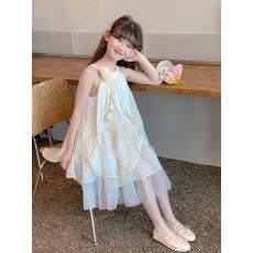 批发女童夏季时尚公主裙甜美韩版洋气花朵挂脖连衣裙女孩生日裙子<b class='q'>礼服</b>