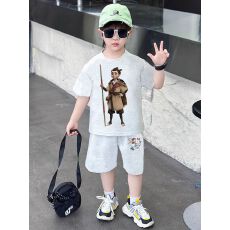 批发新款申小豹男孩夏季短袖哪吒童装洋气两件套帅气透气吸汗潮流<b class='q'>夏装</b>