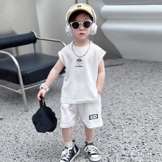 批发<b class='q'>男童</b><b class='q'>两</b>件套短袖吸汗透气新款中小童夏季潮款百搭男孩时髦休闲<b class='q'>夏装</b>