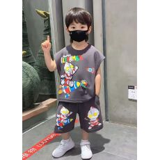 批发夏季奥特曼童装百搭套头短袖2025新款套装两件套男孩酷炫潮流T恤