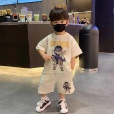 批发夏季新款2025卡通休闲短袖<b class='q'>男童</b>洋气<b class='q'>套</b>装两件套潮流百搭儿童男T恤