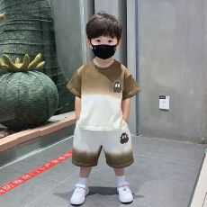 批发<b class='q'>夏</b>季短袖新款男童2025<b class='q'>套装</b>潮款男<b class='q'>宝宝</b>休闲两件套渐变套头T恤<b class='q'>夏</b>装