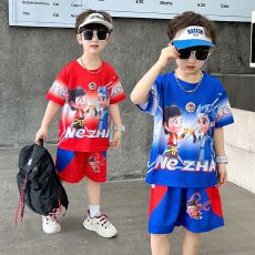 批发夏季爆款中小童短袖哪吒<b class='q'>男童</b>装洋气两件套敖丙帅气吸汗百搭潮<b class='q'>夏装</b>