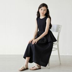 批发女童公主风连衣裙<b class='q'>夏</b>季新款中大童黑色背心裙儿童法式赫本风公主裙