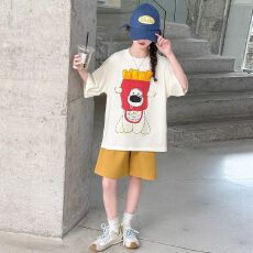 批发【纯棉套装200克短袖+裤子中大童<b class='q'>女童</b>短<b class='q'>袖</b>T恤夏两件运动休闲套装