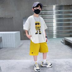批发【纯棉套装200克短袖+裤子中大童<b class='q'>男童</b>短<b class='q'>袖</b>T恤夏两件运动休闲套装