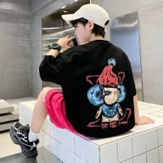 批发【纯棉套装宽松版200克短袖+纯棉裤子童装男童<b class='q'>女童</b>短<b class='q'>袖</b>夏两件套装