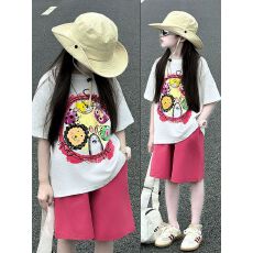 批发【纯棉套装宽松版200克短袖+纯棉裤子童装男童<b class='q'>女童</b>短<b class='q'>袖</b>夏两件套装