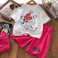 批发【纯棉套装宽松版200克短袖+纯棉裤子童装男童<b class='q'>女童</b>短<b class='q'>袖</b>夏两件套装