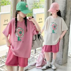 批发【纯棉套装宽松版200克短袖+纯棉裤子童装男童<b class='q'>女童</b>短<b class='q'>袖</b>夏两件套装