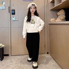 批发<b class='q'>女童</b>春<b class='q'>秋</b>阔腿裤套装韩版女孩洋气时尚打底衫儿童休闲裤女装两件套