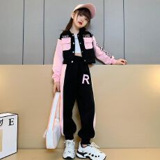 批发女童秋装运动套装2025新款棒球服外套时髦春秋洋气女孩运动两件套