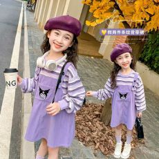 批发女童连衣裙<b class='q'>春</b>秋2025新款儿童洋气秋季女宝宝时髦长袖假两件背带裙
