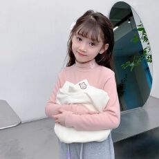 批发女童德绒打底衫2025秋冬装新款儿童小宝宝洋气半高领上衣潮