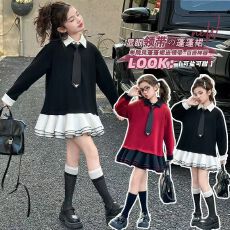 批发女童连衣裙春<b class='q'>秋</b>季2025新款中大童POLO裙春装女孩学院风公主裙韩范