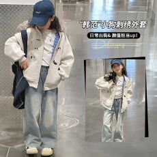批发女童卫衣外套<b class='q'>春</b>款2025新款大童女孩开衫连帽衣服儿童<b class='q'>春</b>装灰色上衣