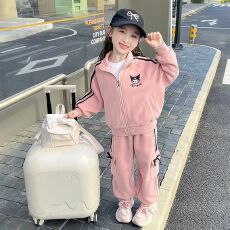 批发女童洋气库洛m套装春秋款时髦女<b class='q'>宝宝</b>休闲两件套时髦小童运动装